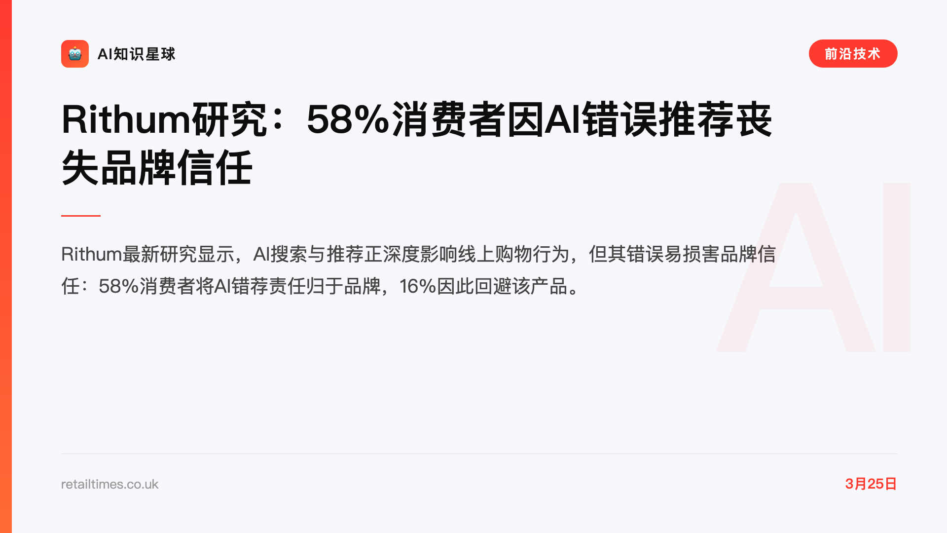 Rithum研究:58%消费者因AI错误推荐丧失品牌信任