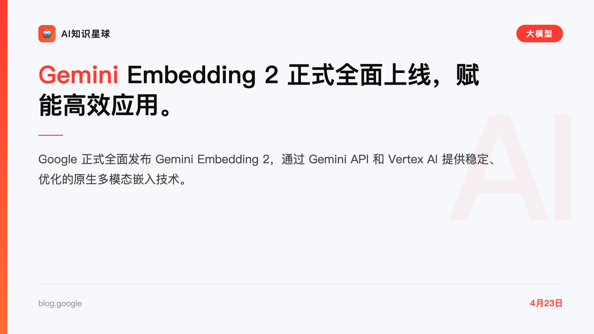 Gemini Embedding 2 正式全面上线,赋能高效应用。