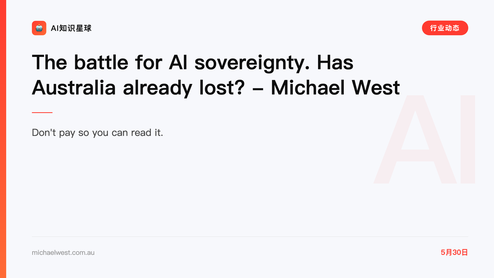 The battle for AI sovereignty. Has Australia already lost? - Michael West