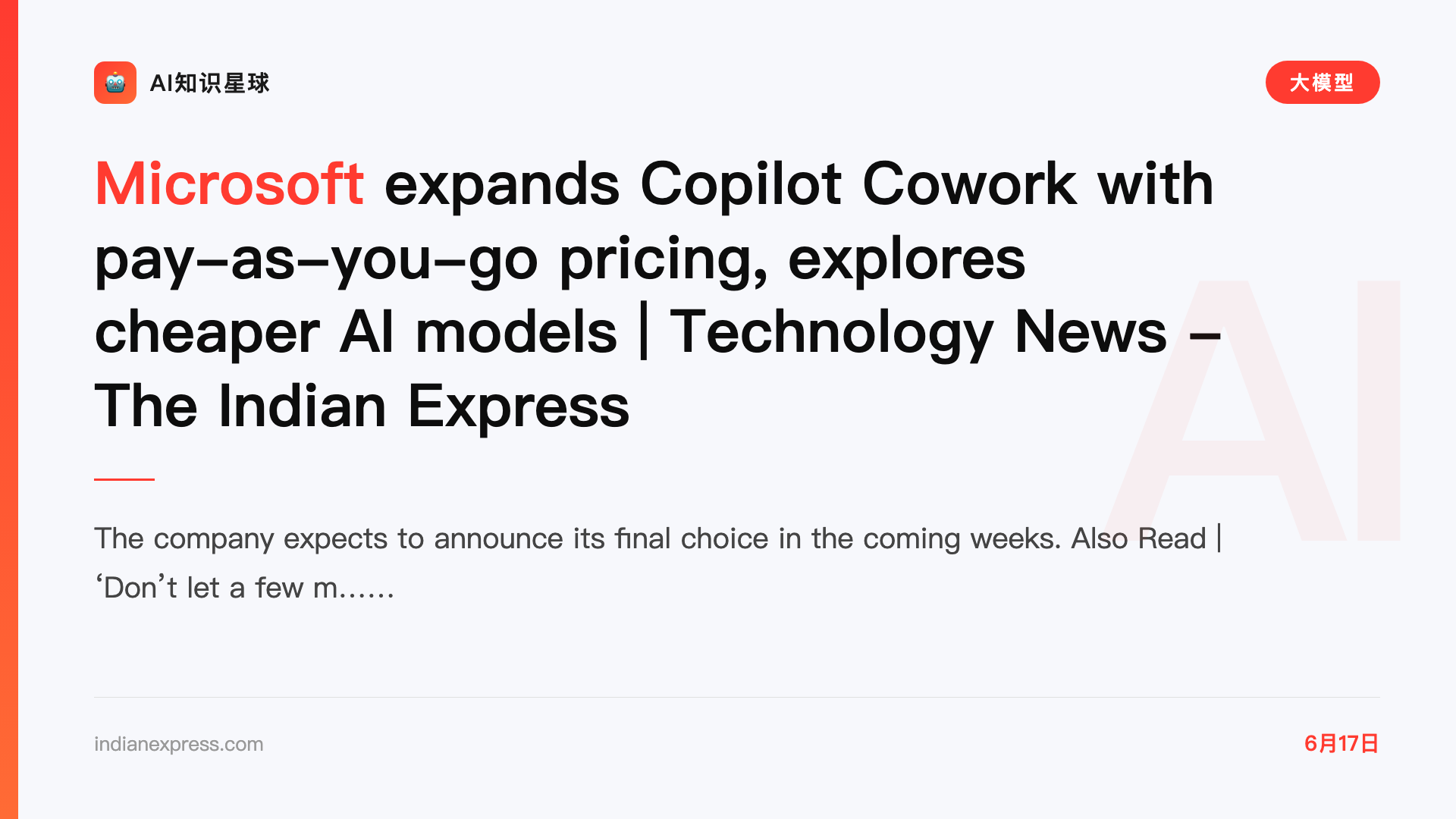 Microsoft expands Copilot Cowork with pay-as-you-go pricing, explores cheaper AI models | Technology News - The Indian Express