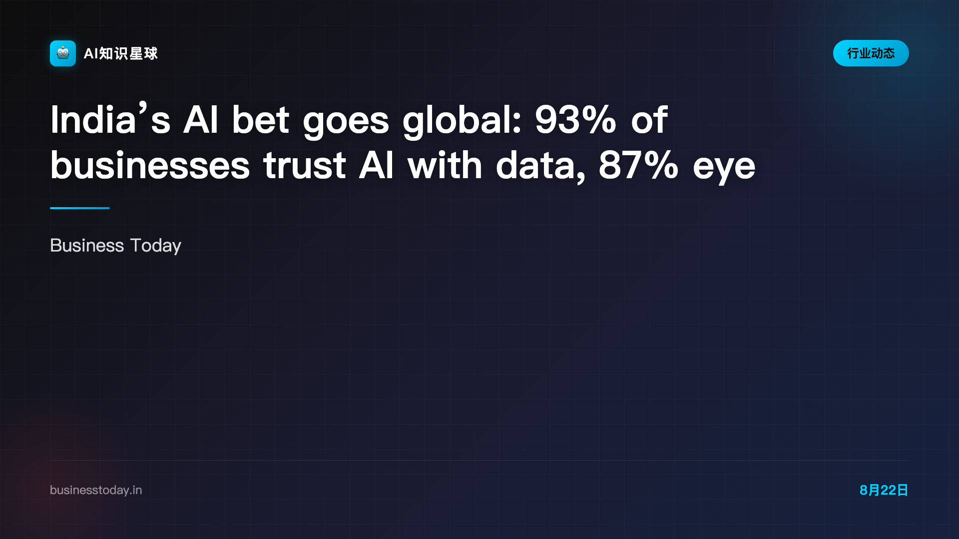 India’s AI bet goes global: 93% of businesses trust AI with data, 87% eye new markets - BusinessToday