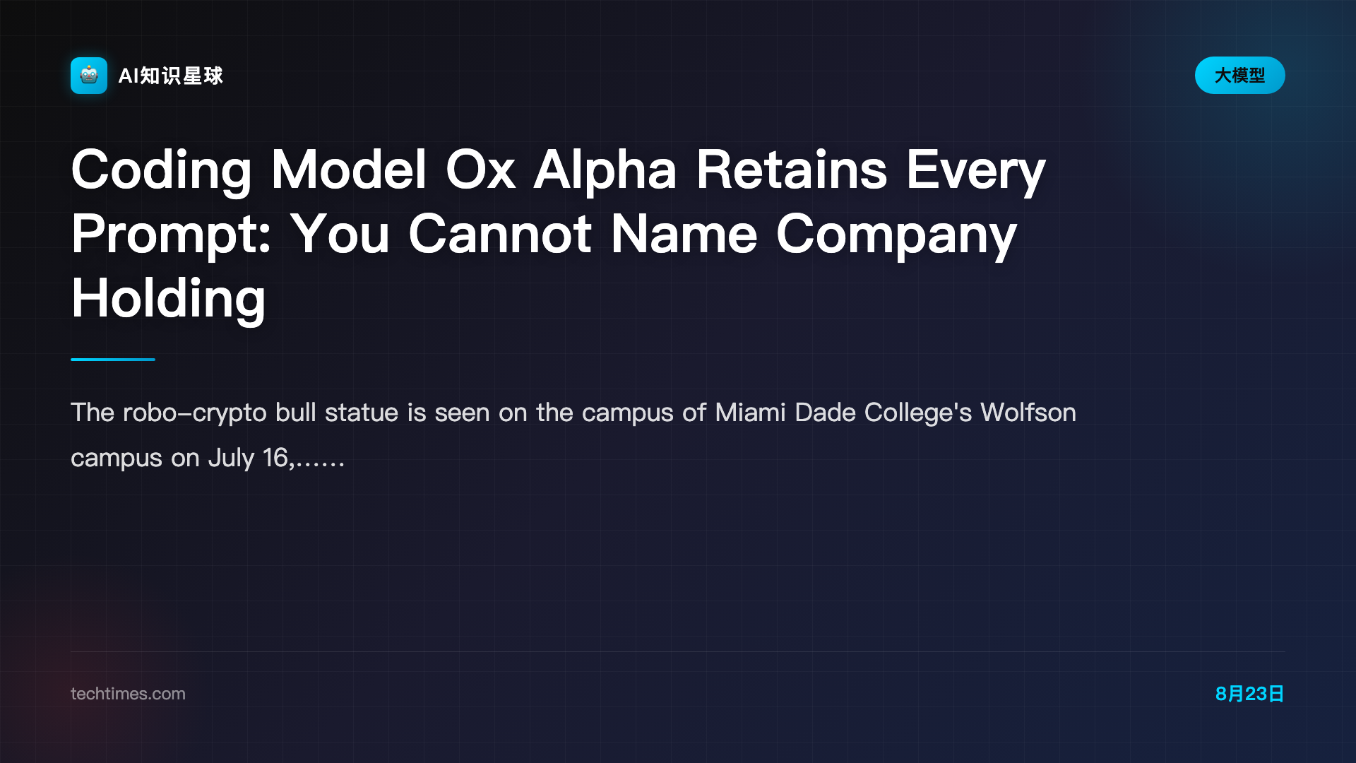 Coding Model Ox Alpha Retains Every Prompt: You Cannot Name Company Holding Them