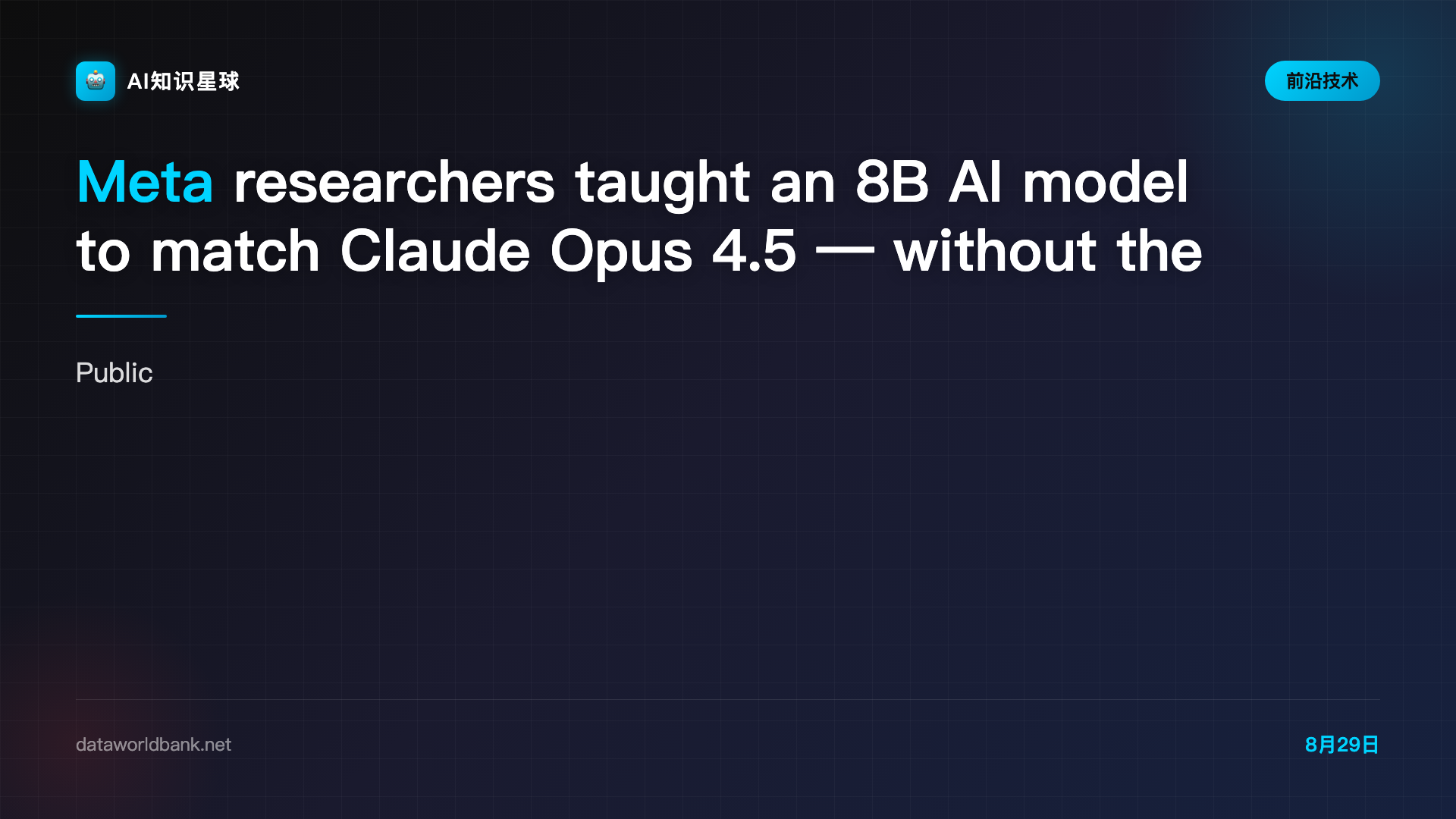 Meta researchers taught an 8B AI model to match Claude Opus 4.5 — without the frontier price tag - Technology data bank