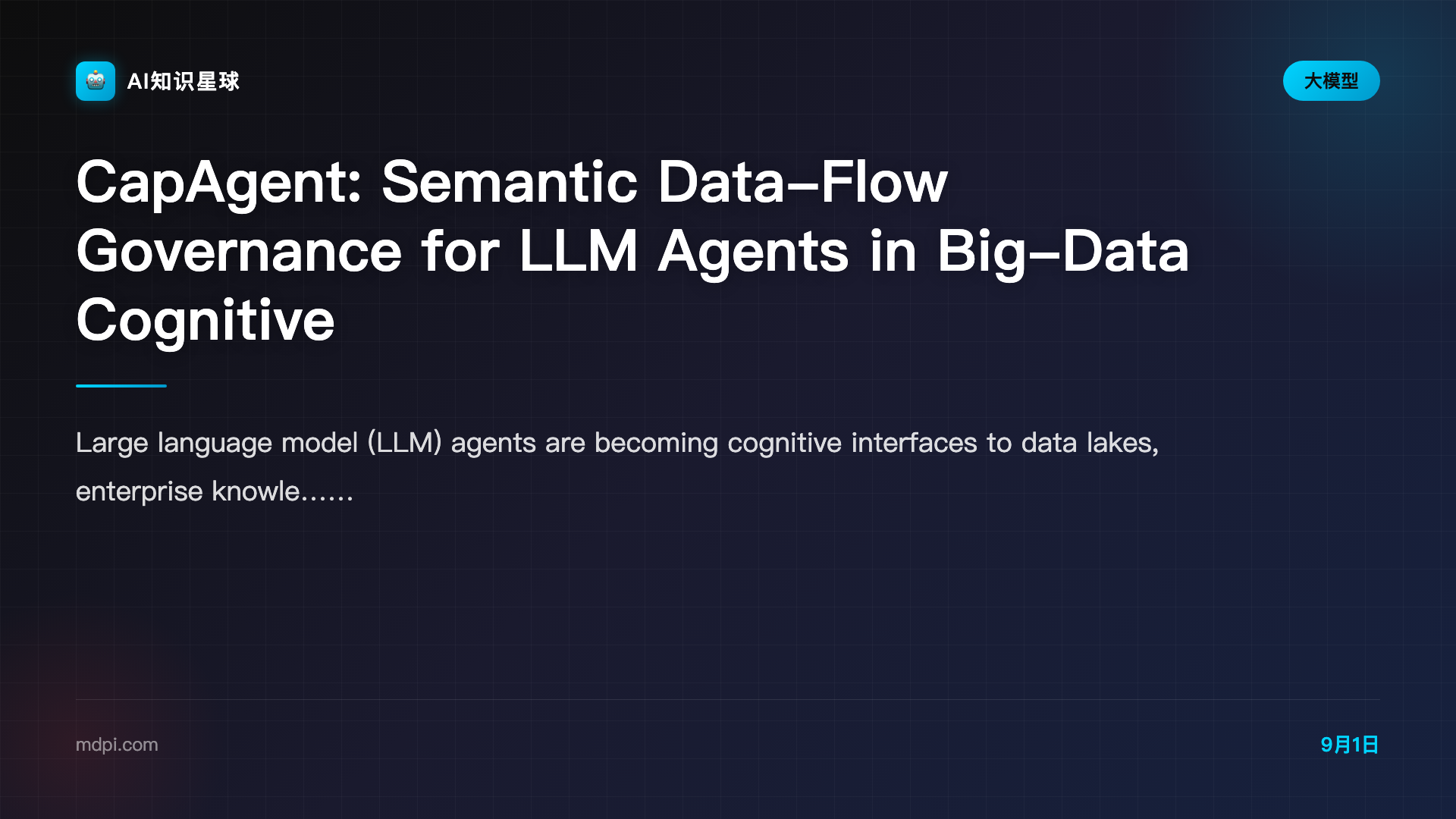 CapAgent: Semantic Data-Flow Governance for LLM Agents in Big-Data Cognitive Computing