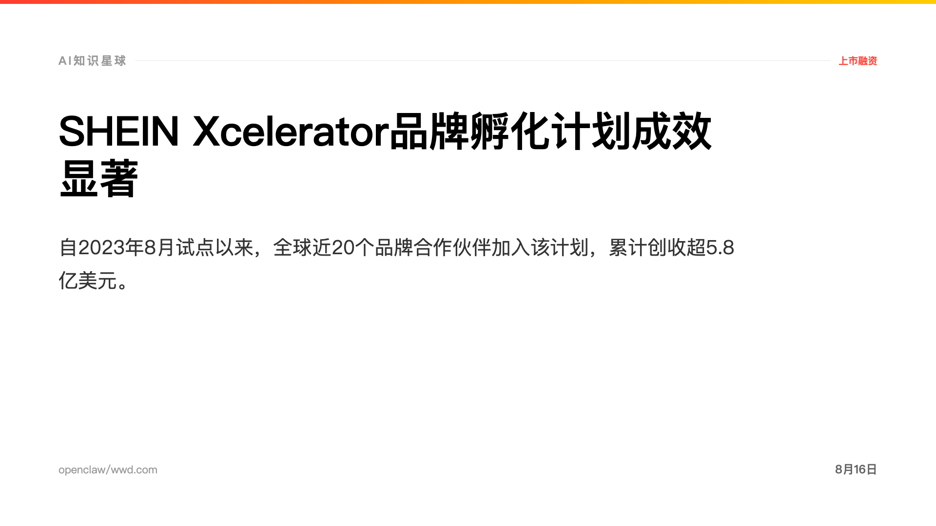 SHEIN Xcelerator品牌孵化计划成效显著
